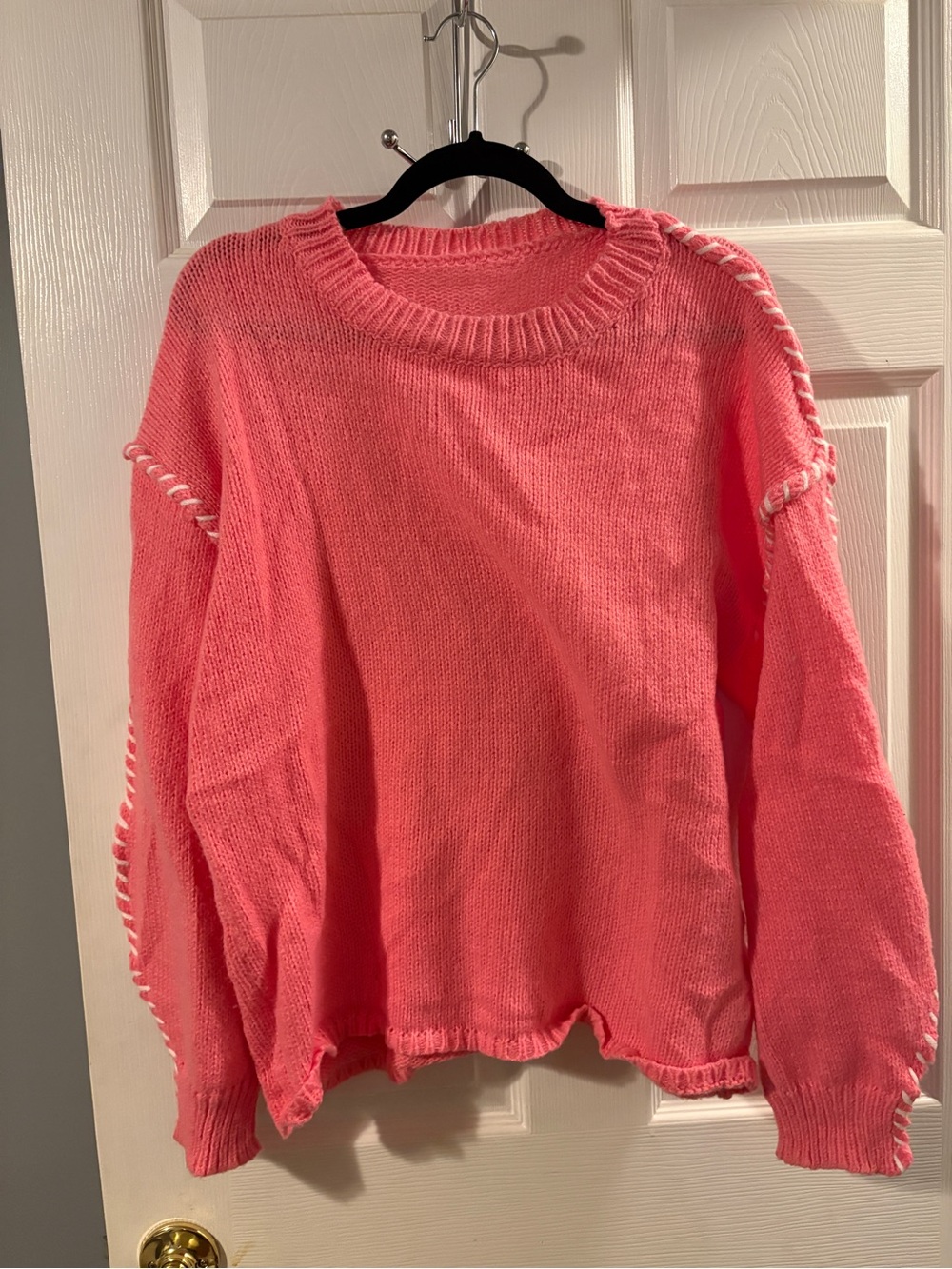 Classic Crewneck Women's Sweater in Coral Pink